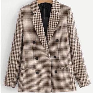 Shein double breasted gingham blazer